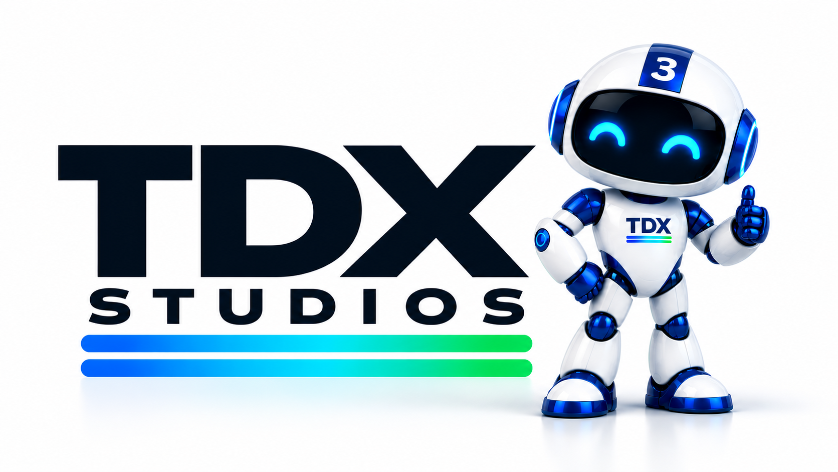 Official TDX Studios logo with original thumbs-up TDX3